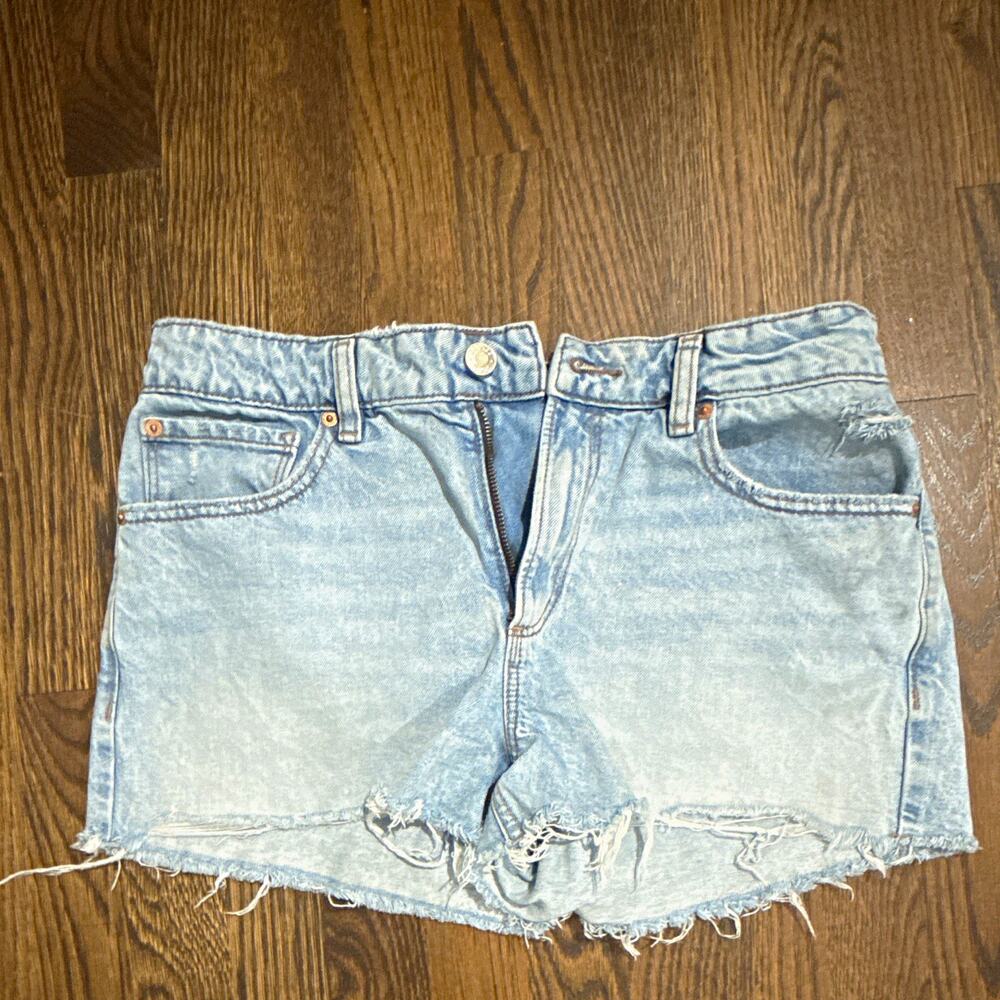Y2K Garage Women’s Light Wash Denim Cut Off Shorts Cotton Pockets 7 28"
